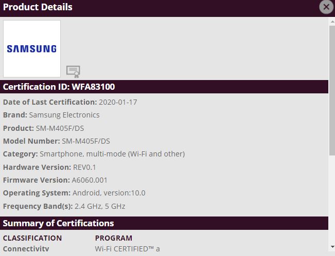 Galaxy M40 Android 10