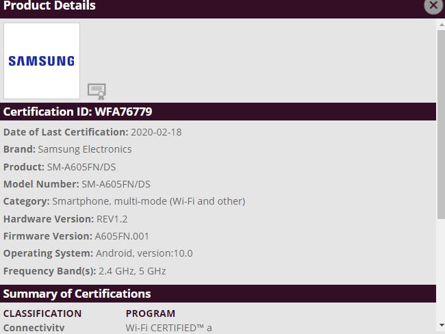 Samsung Galaxy A6 plus Android 10