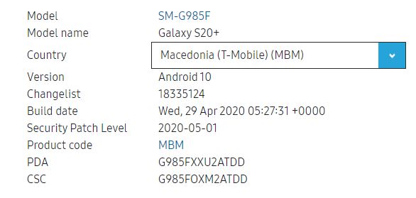 Galaxy S20+ Macedonia