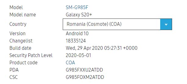Galaxy S20+ Romania