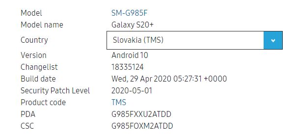 Galaxy S20+ slovakia