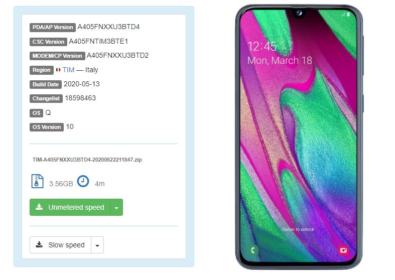 Galaxy A40 Android 10