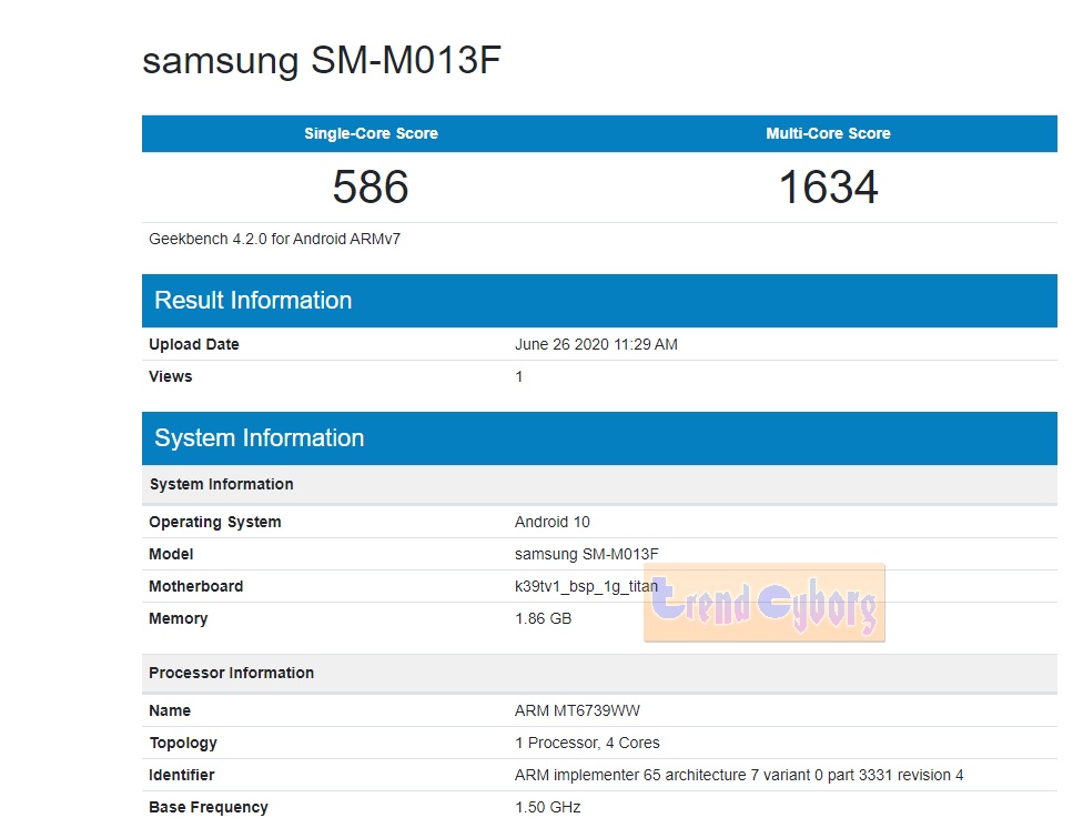 Galaxy M01 core Android 10