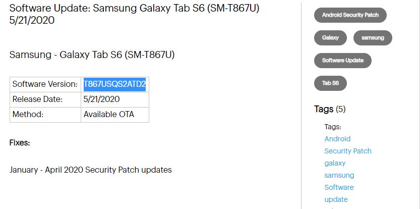Galaxy Tab S6 Sprint