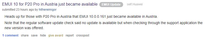 Huawei P20 Pro Update