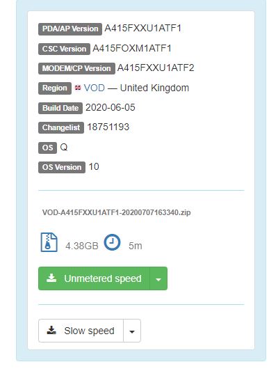 Galaxy A41 Android 10