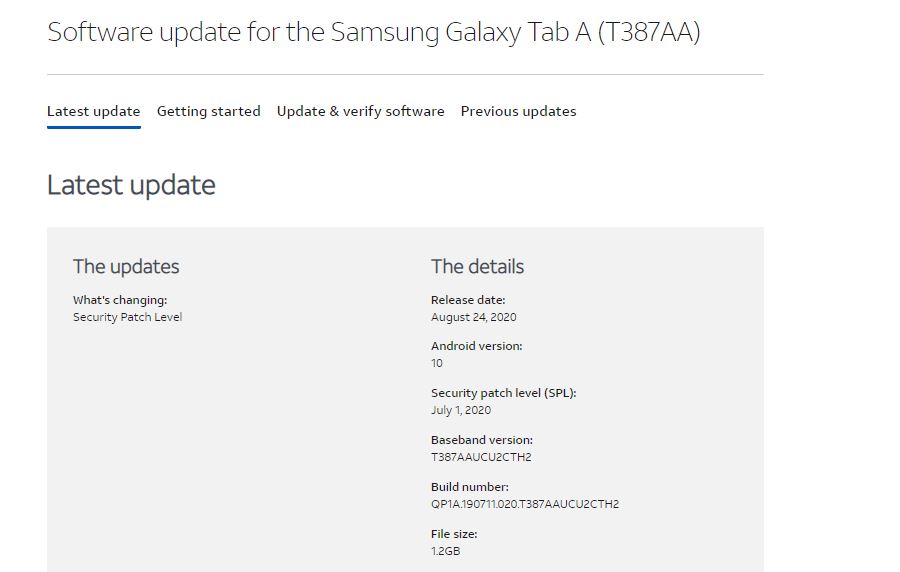 At&T samsung Galaxy Tab A 8 inch Android 10