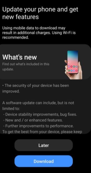 Samsung Galaxy S9 plus Update