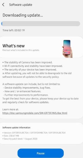 Samsung S10 android 10