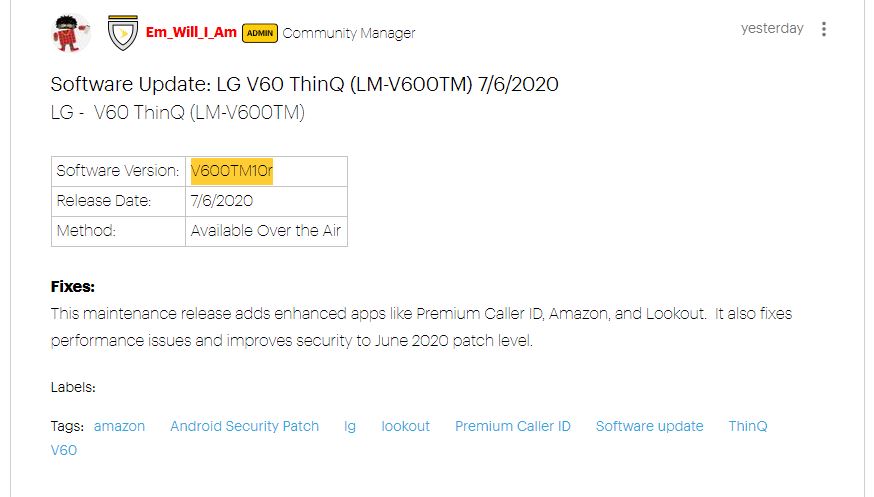 Sprint LG V60 ThinQ 5G