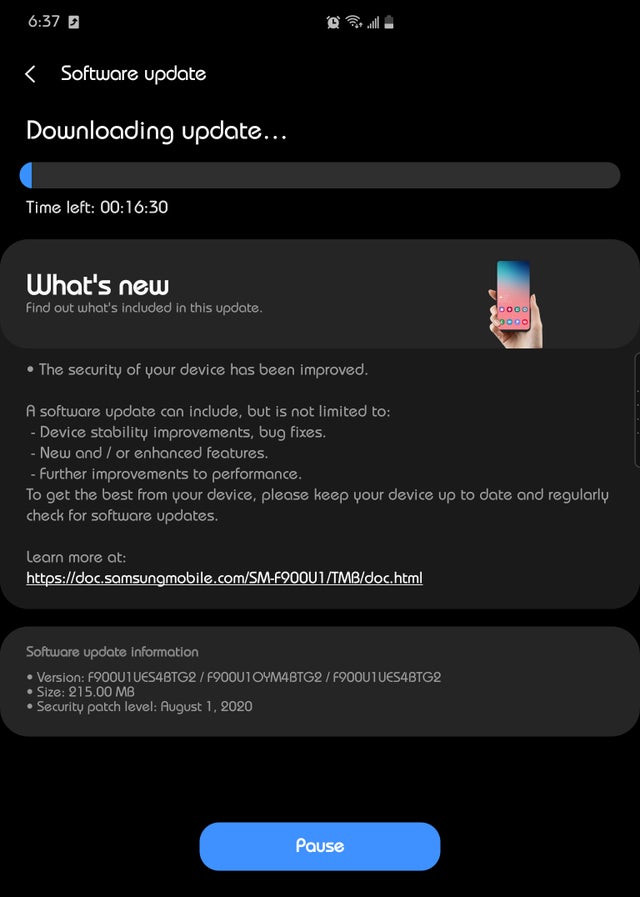 Unlocked Samsung Galaxy Fold 5G update