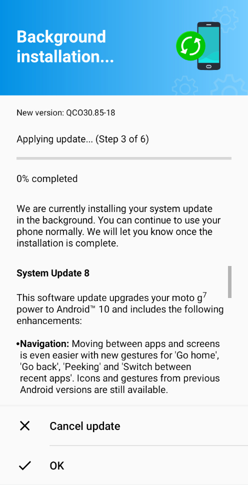 Verizon Moto G7 Power Android 10