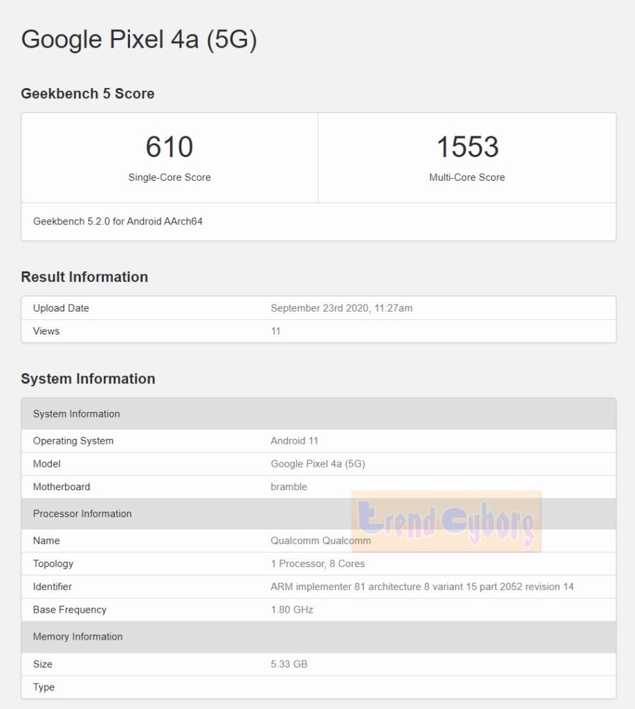 Google Pixel 4A 5G Android 11