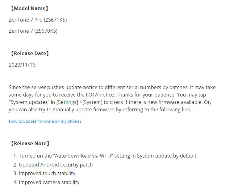 Asus Zenfone 7 android 11
