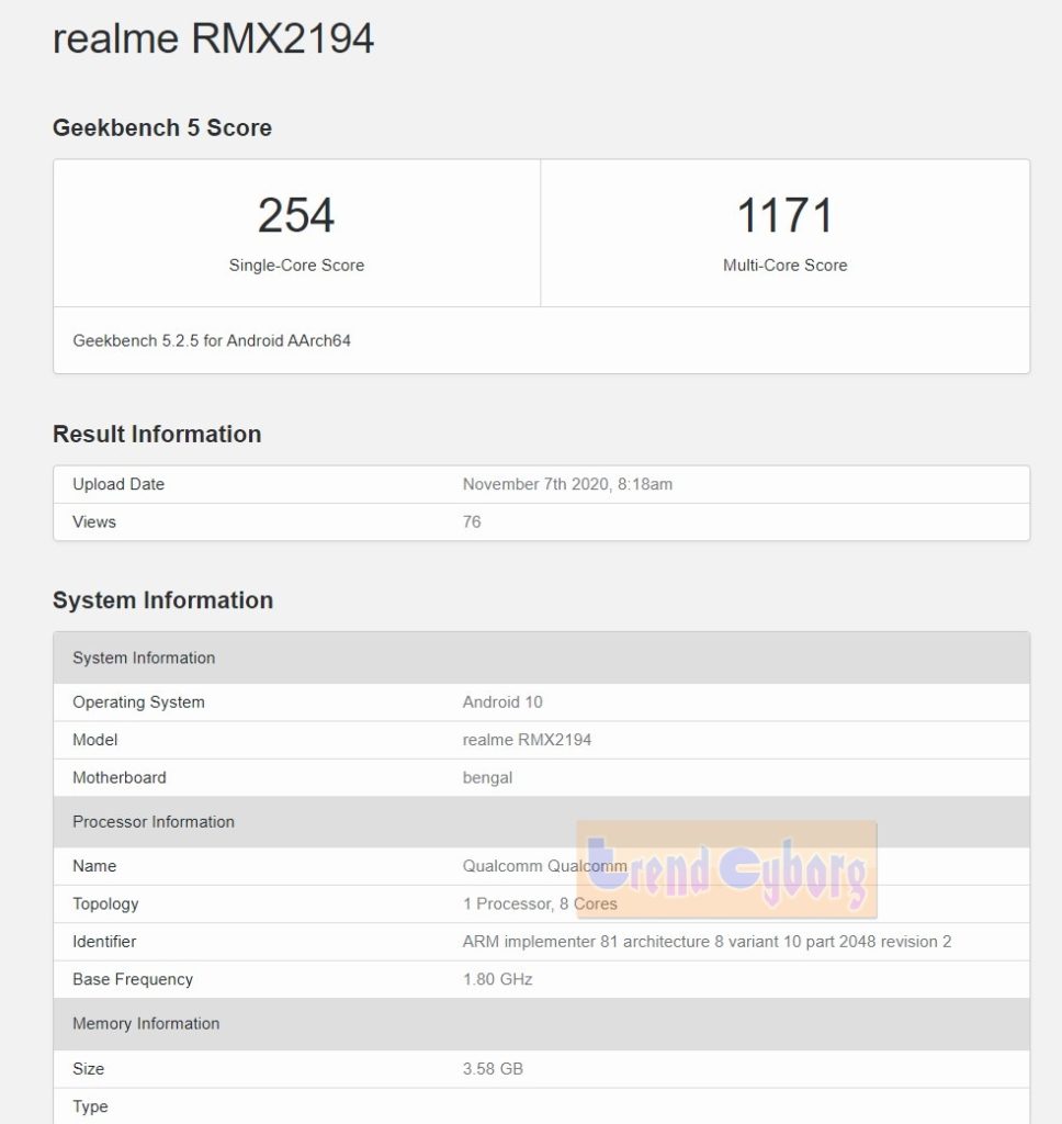 Realme RMX2194 Specs