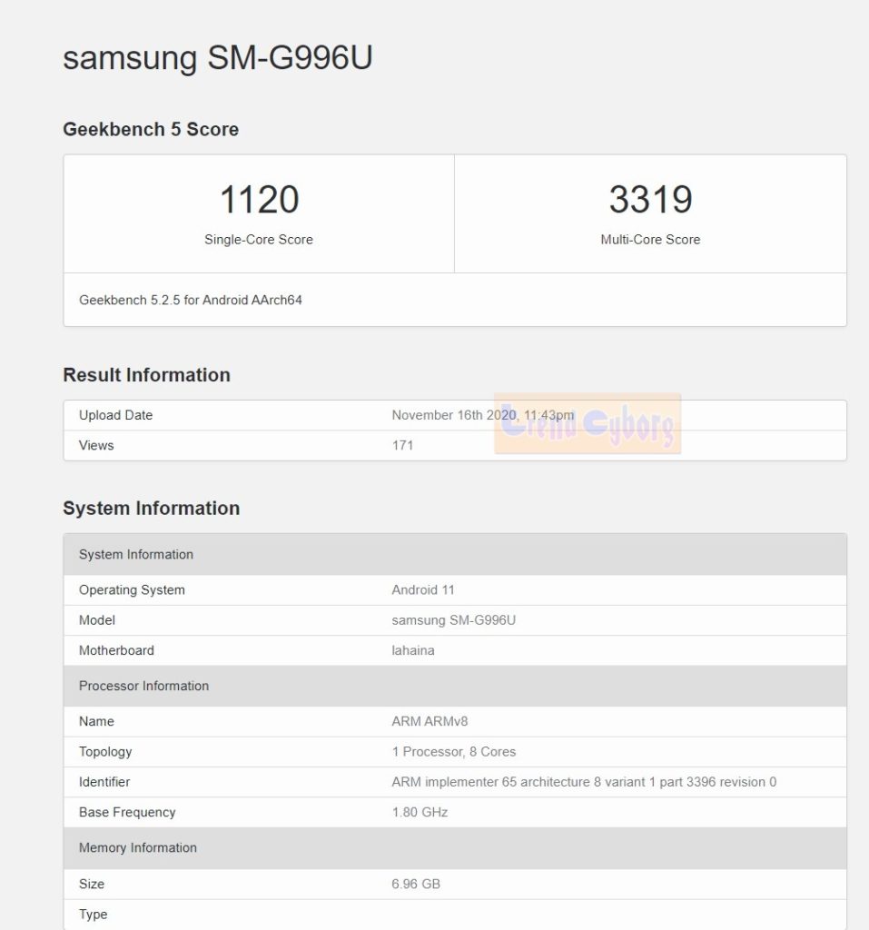 Samsung SM-G99U specs