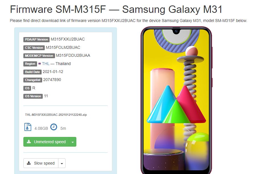 Samsung M31 Android 11