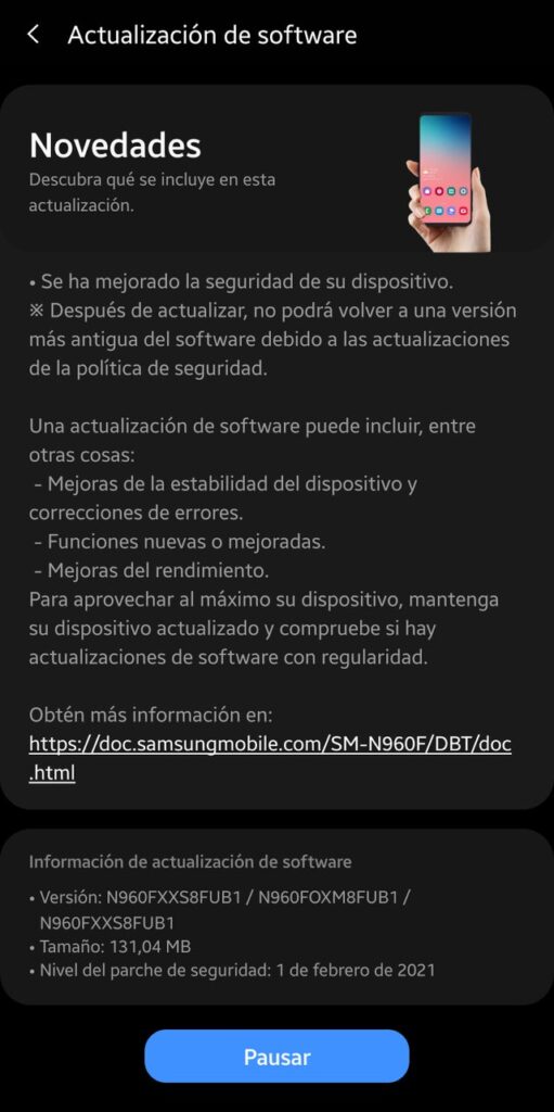 Galaxy Note9 One UI 3