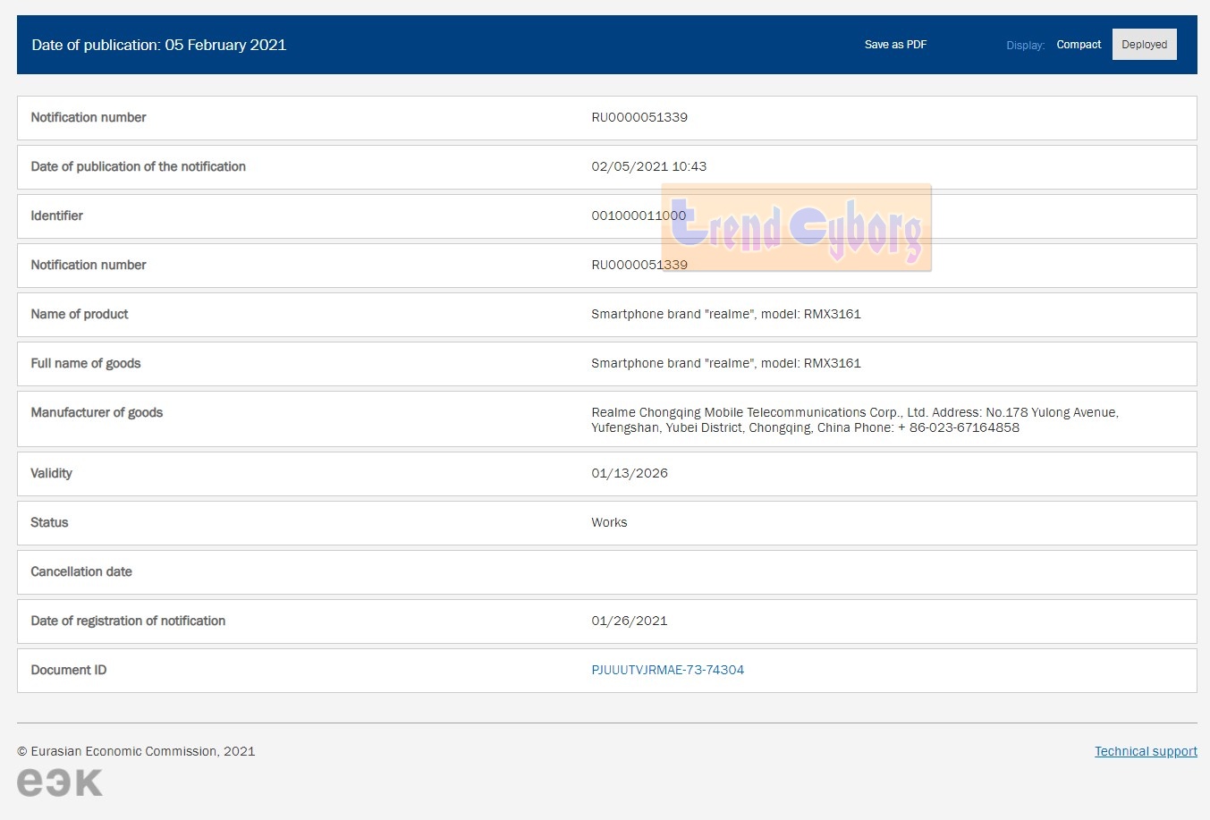 Realme RMX3161 specs