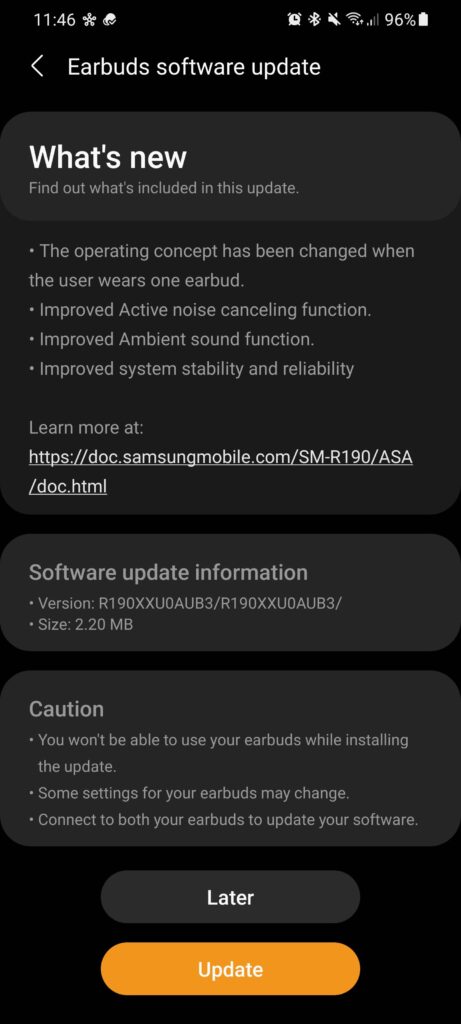 Samsung Galaxy Buds Pro Update
