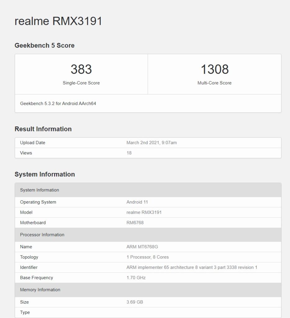 Realme RMX3191