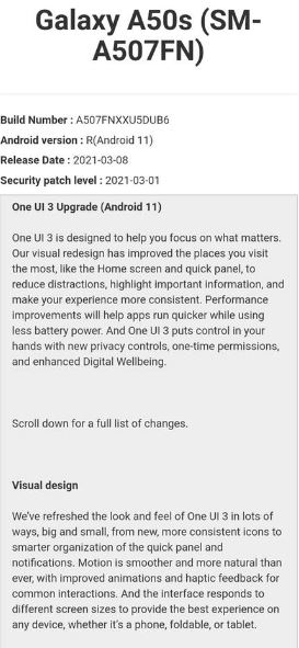 Samsung A50s Android 11