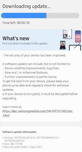 Galaxy Note 10 plus software update