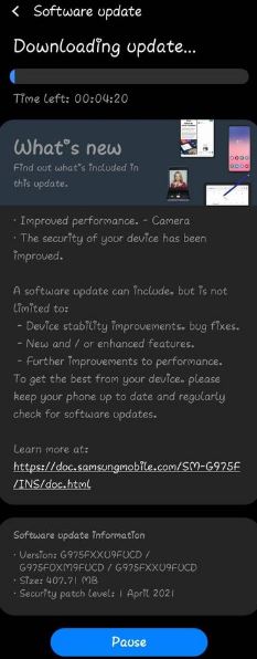 Galaxy S10 plus software Update