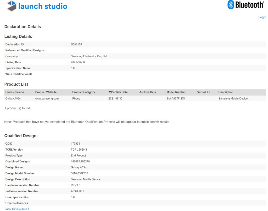 Samsung Galaxy A03s specs