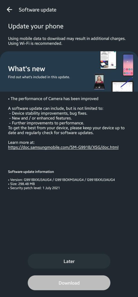 Galaxy S21 5G update