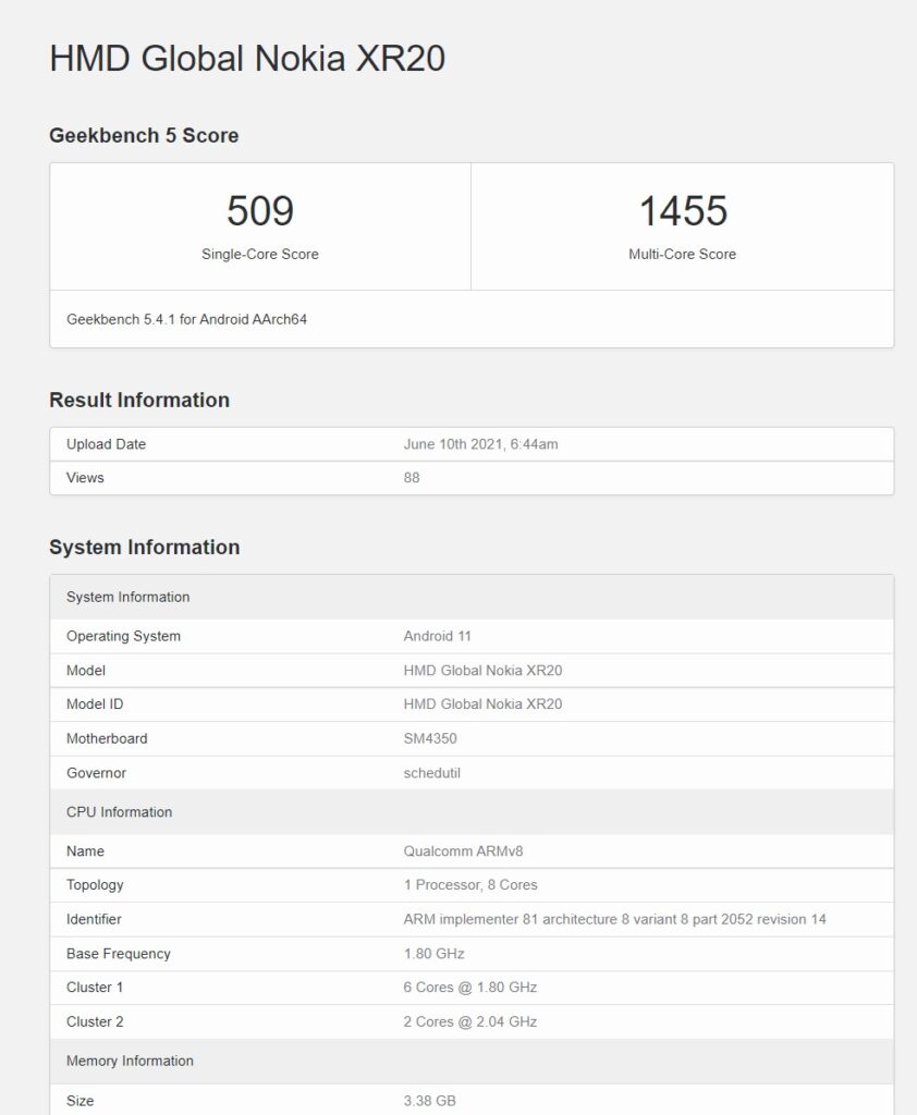 Nokia XR20 Android 11