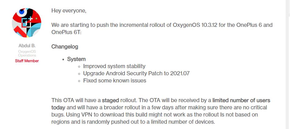 OxygenOs 10.3.12 Oneplus 6