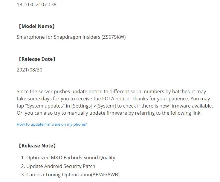 Asus Snapdragon Insiders update