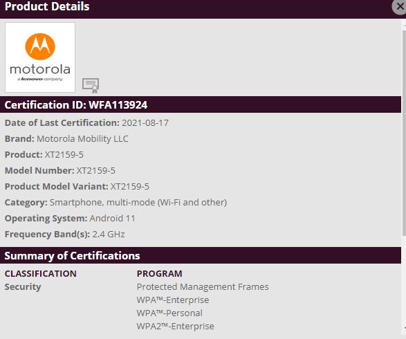 Motorola XT2159-4 specs