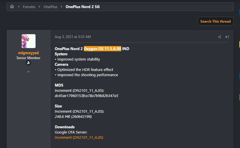 Oneplus Nord 2 5g update