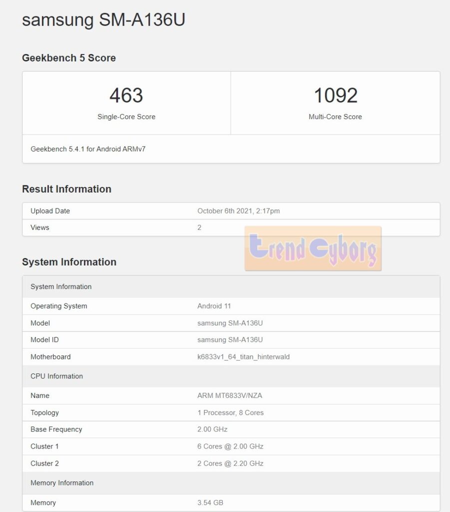 Samsung SM-A136U specs