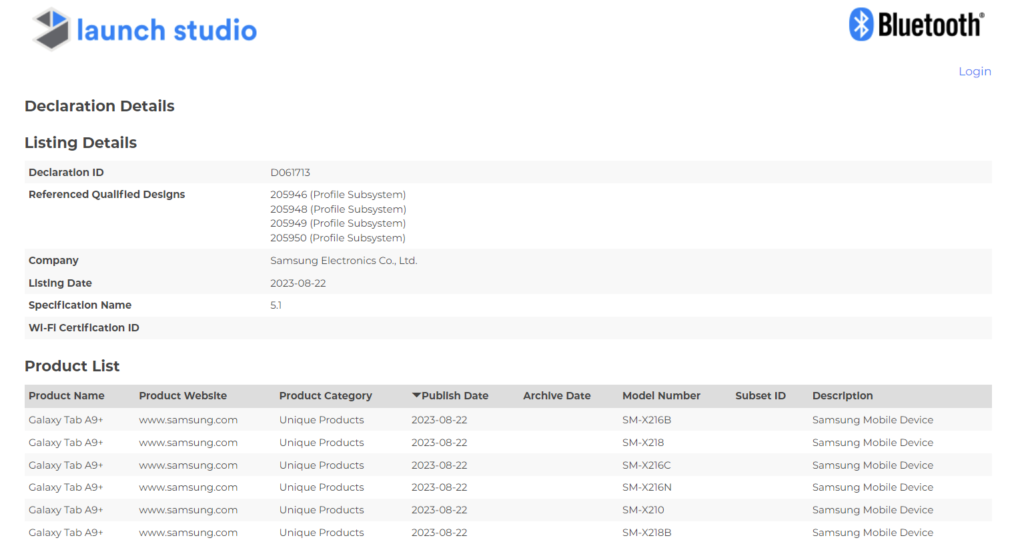 Galaxy Tab A9+ 5g specs